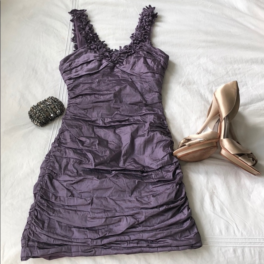 BCBG MaxAzria Violet Purple Floral Cocktail Dress